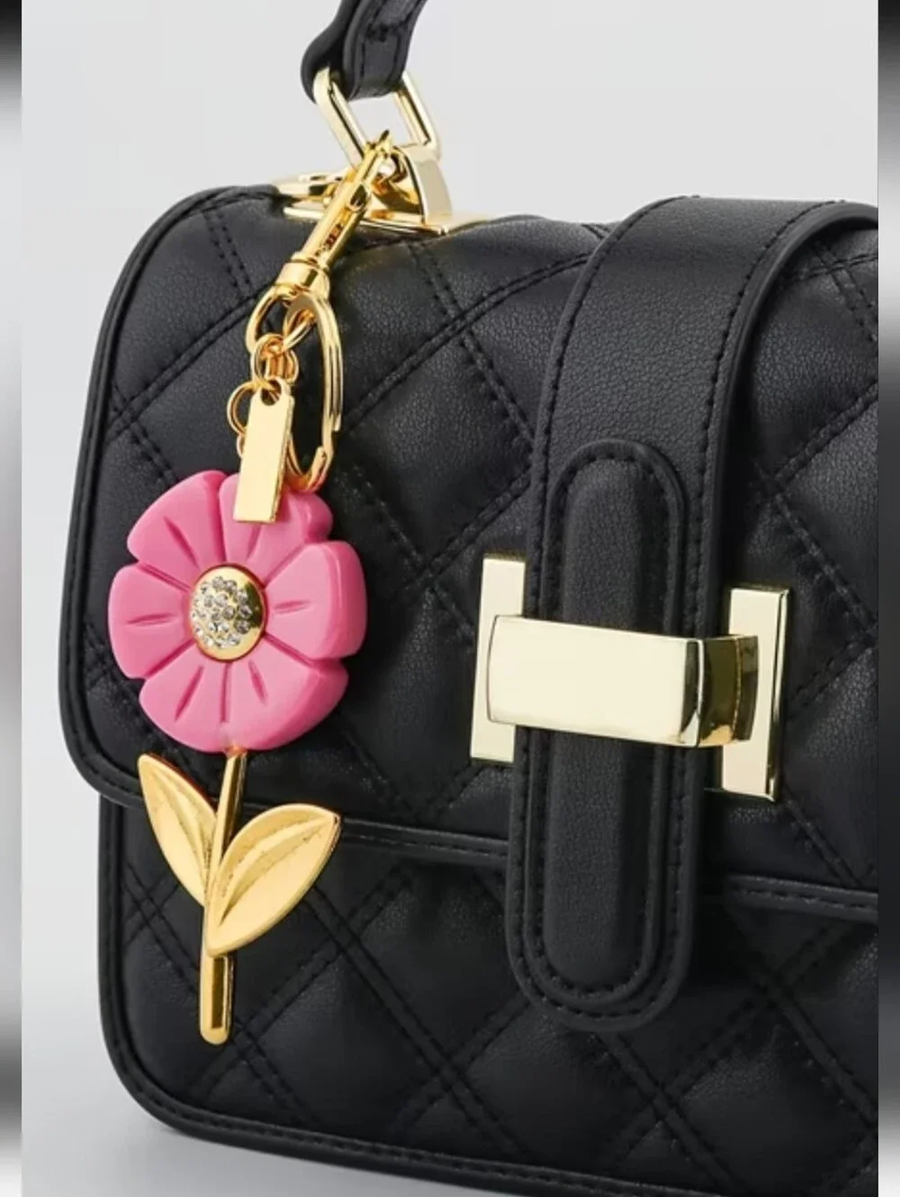 Pink Flower Bag Charm/ Keychain NEW